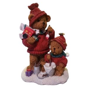 Vtg Don Mechanic Winter Bears Figurine Camp Fish